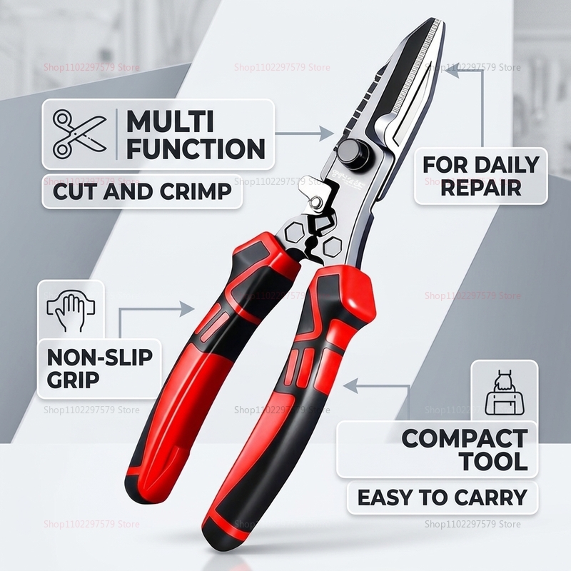 Multi Tool Plier - 다기능 전기기사용 가위, 와이어 커터, 크림핑