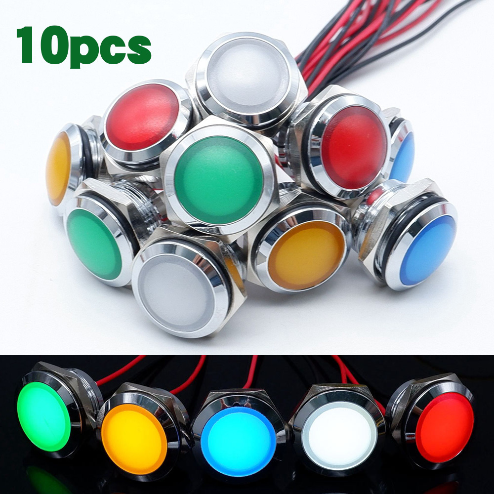 10pcs 12/16/19/22mm 금속 LED 표시  - Signal Panel Orange 리뷰 및 가격