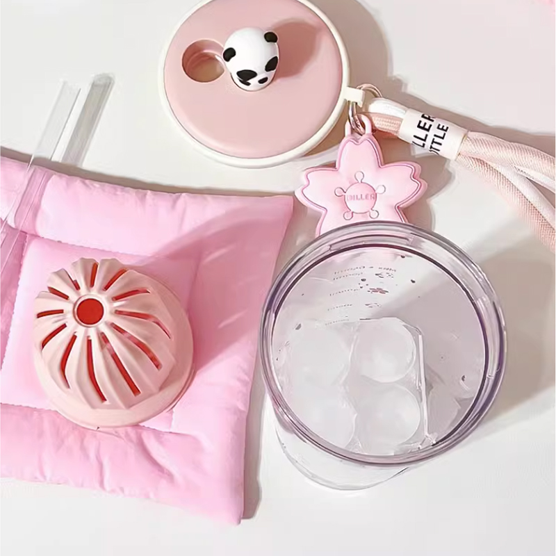 소녀용 귀여운 사쿠라 판다 트리탄 스포츠 물병, 커피  - Water Purification Straw 리뷰 및 가격